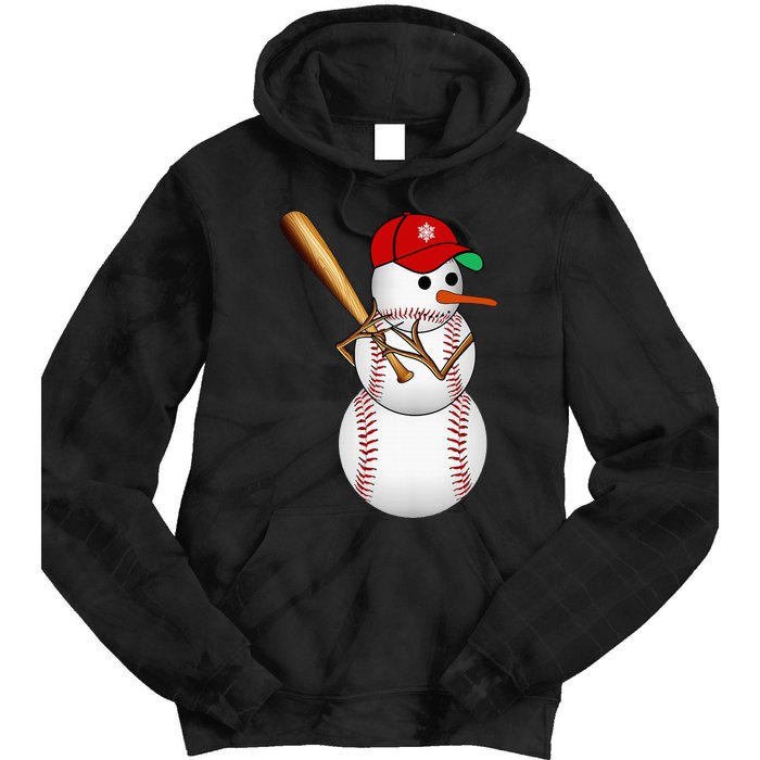 Baseball Snowman Balls Snow Christmas Xmas Gifts Tie Dye Hoodie