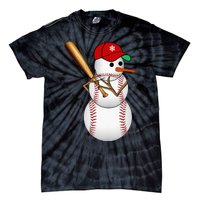 Baseball Snowman Balls Snow Christmas Xmas Gifts Tie-Dye T-Shirt