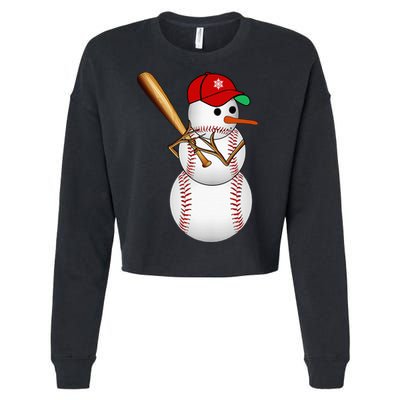 Baseball Snowman Balls Snow Christmas Xmas Gifts Cropped Pullover Crew