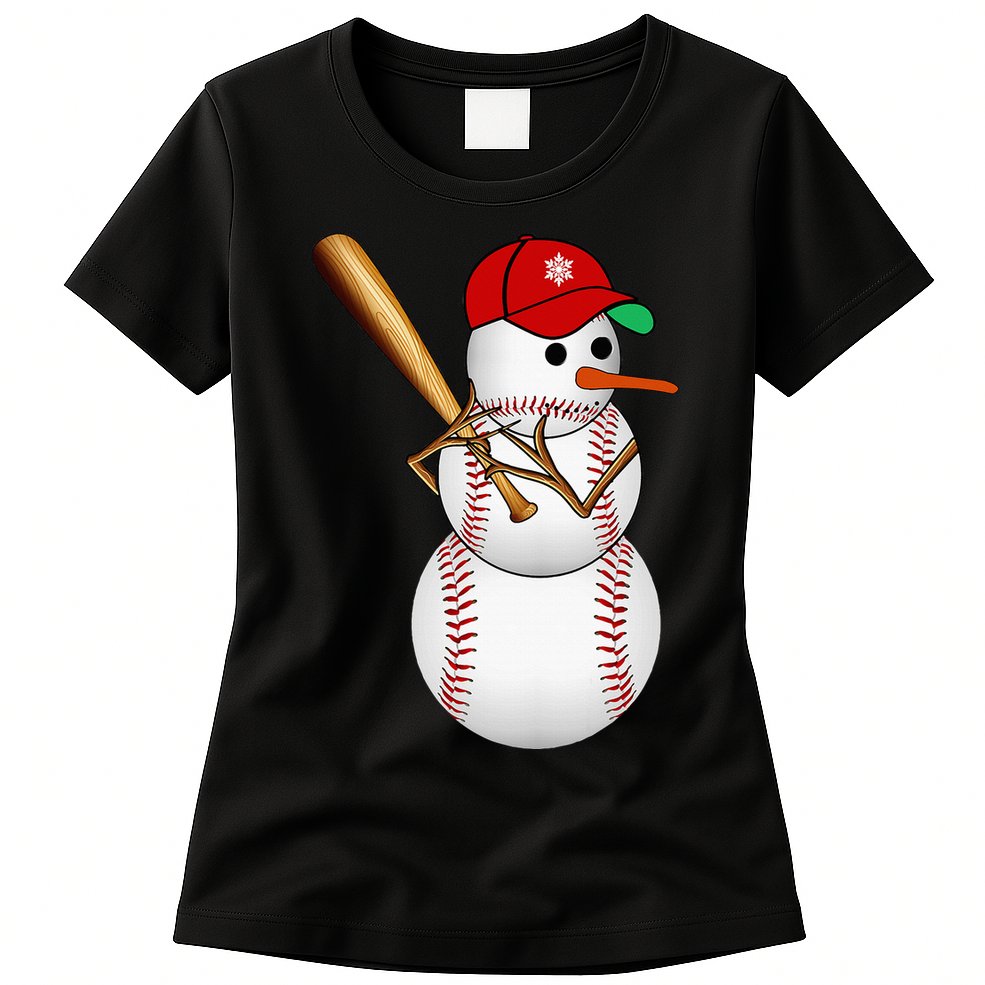 Baseball Snowman Balls Snow Christmas Xmas Gifts Womens T-Shirt