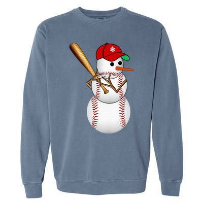 Baseball Snowman Balls Snow Christmas Xmas Gifts Garment-Dyed Sweatshirt