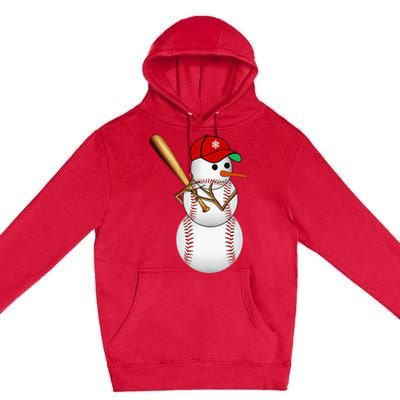 Baseball Snowman Balls Snow Christmas Xmas Gifts Premium Pullover Hoodie