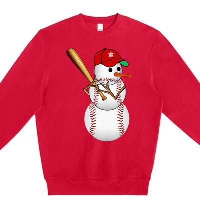 Baseball Snowman Balls Snow Christmas Xmas Gifts Premium Crewneck Sweatshirt