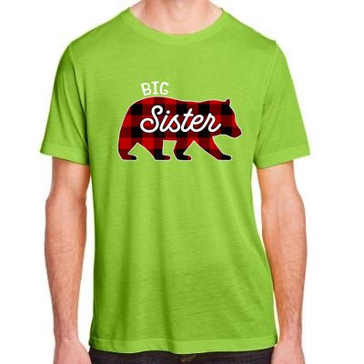 Big Sister Bear Red Buffalo Plaid Matching Family Adult ChromaSoft Performance T-Shirt