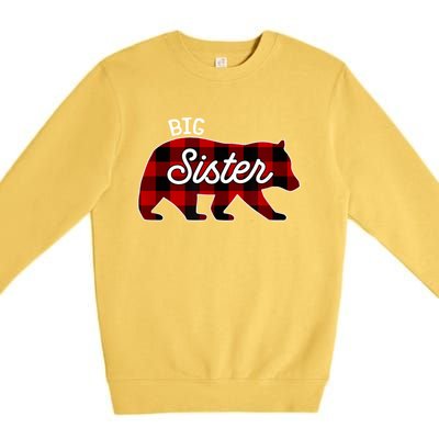 Big Sister Bear Red Buffalo Plaid Matching Family Premium Crewneck Sweatshirt