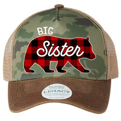 Big Sister Bear Red Buffalo Plaid Matching Family Legacy Tie Dye Trucker Hat