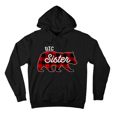 Big Sister Bear Red Buffalo Plaid Matching Family Hoodie