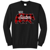 Big Sister Bear Red Buffalo Plaid Matching Family Sweatshirt