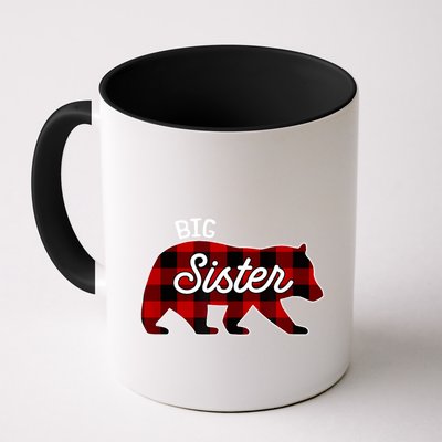 Big Sister Bear Red Buffalo Plaid Matching Family Mug
