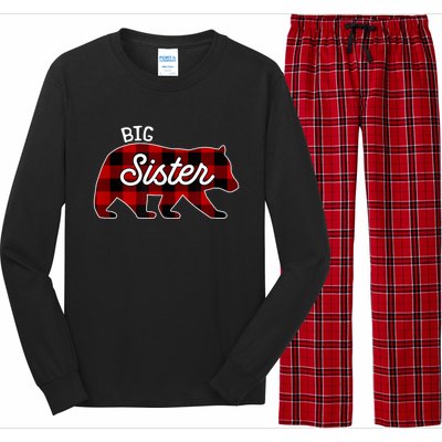 Big Sister Bear Red Buffalo Plaid Matching Family Long Sleeve Pajama Set