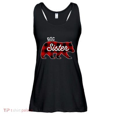 Big Sister Bear Red Buffalo Plaid Matching Family Ladies Essential Flowy Tank
