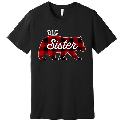 Big Sister Bear Red Buffalo Plaid Matching Family Premium T-Shirt