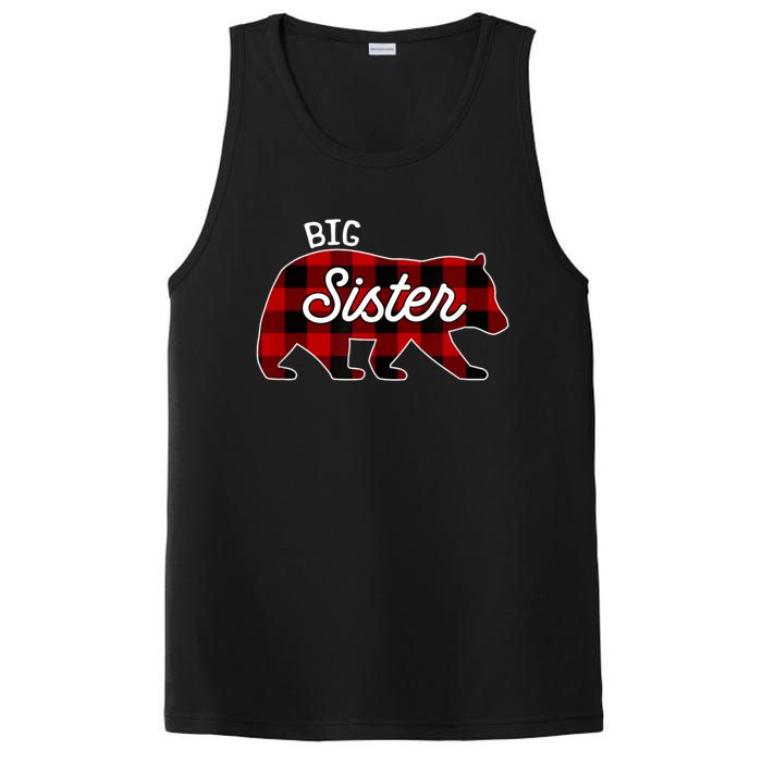 Big Sister Bear Red Buffalo Plaid Matching Family PosiCharge Competitor Tank