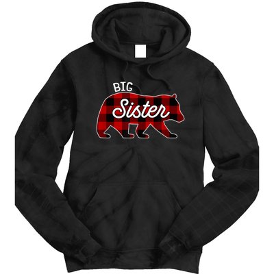 Big Sister Bear Red Buffalo Plaid Matching Family Tie Dye Hoodie