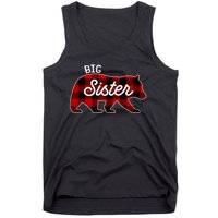 Big Sister Bear Red Buffalo Plaid Matching Family Tank Top