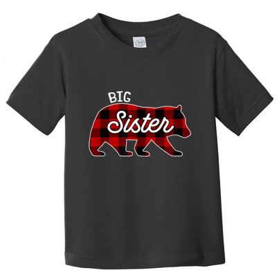 Big Sister Bear Red Buffalo Plaid Matching Family Toddler T-Shirt
