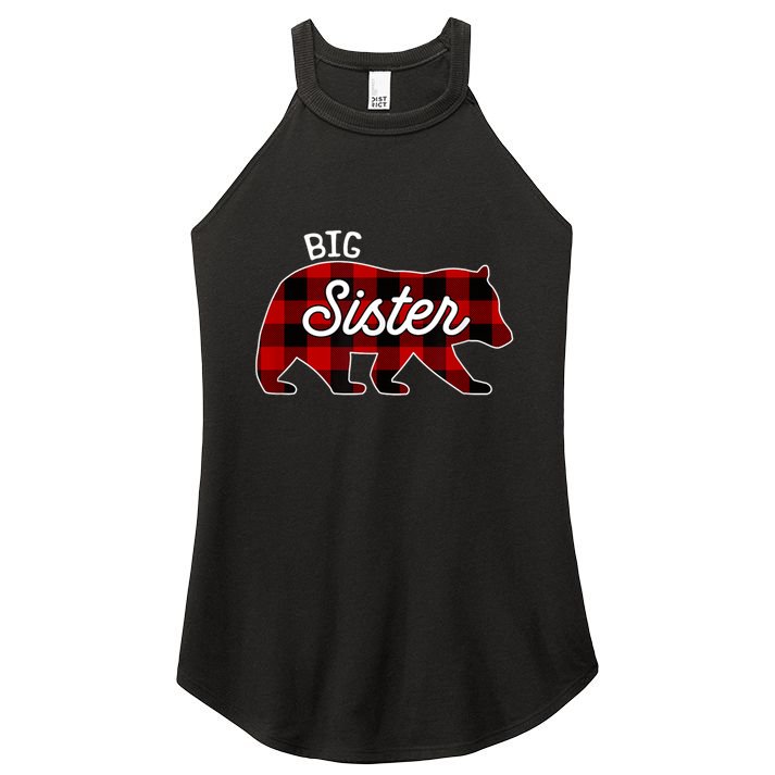 Big Sister Bear Red Buffalo Plaid Matching Family Women's Perfect Tri Rocker Tank