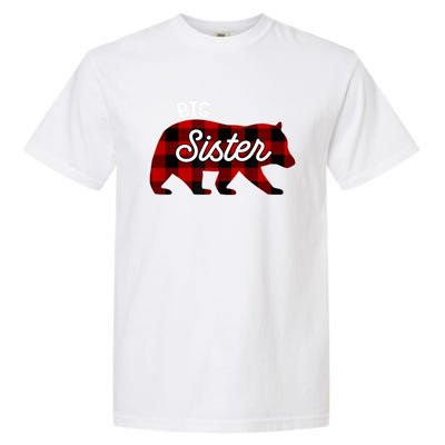 Big Sister Bear Red Buffalo Plaid Matching Family Garment-Dyed Heavyweight T-Shirt