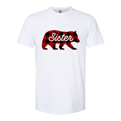 Big Sister Bear Red Buffalo Plaid Matching Family Softstyle® CVC T-Shirt