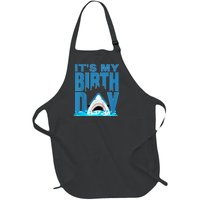 Blue Shark Birthday Shark Bite Its My Birthday Full-Length Apron With Pockets