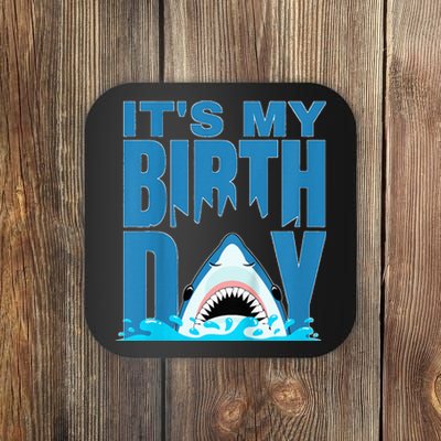 Blue Shark Birthday Shark Bite Its My Birthday Coaster