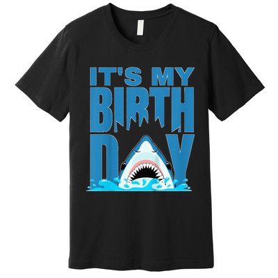 Blue Shark Birthday Shark Bite Its My Birthday Premium T-Shirt