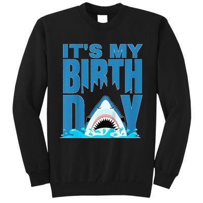 Blue Shark Birthday Shark Bite Its My Birthday Tall Sweatshirt