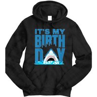 Blue Shark Birthday Shark Bite Its My Birthday Tie Dye Hoodie