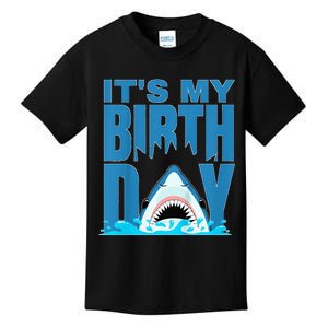 Blue Shark Birthday Shark Bite Its My Birthday Kids T-Shirt