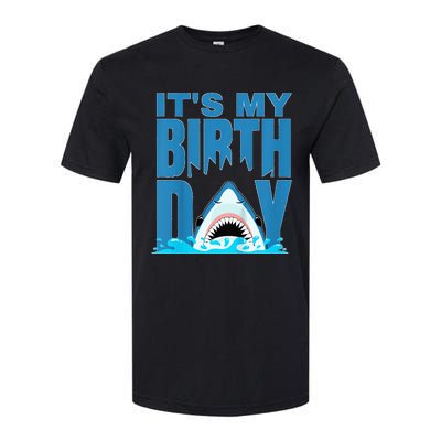 Blue Shark Birthday Shark Bite Its My Birthday Softstyle CVC T-Shirt