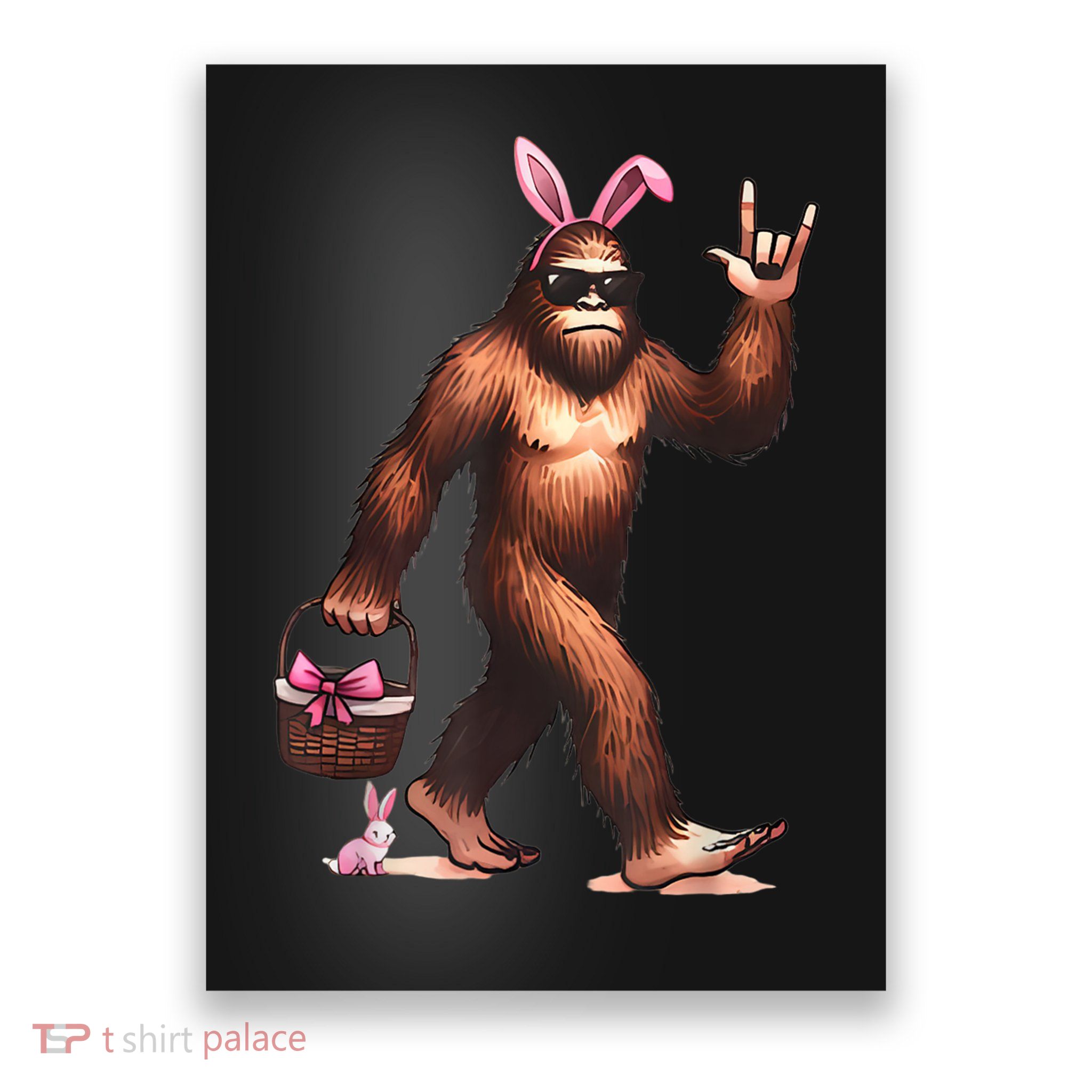 Bigfoot Sasquatch Bunny Easter Eggs Retro Cute Poster