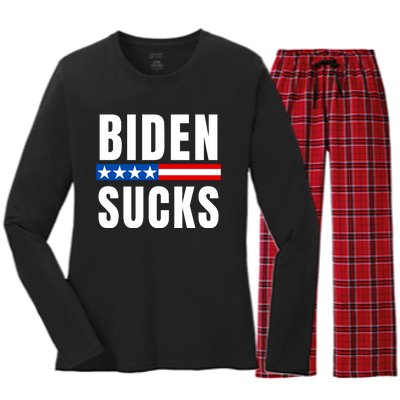 Biden Sucks Women's Long Sleeve Flannel Pajama Set 