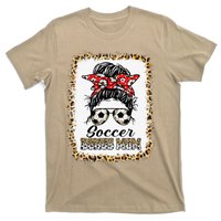 Bleached Soccer Bonus Mom Messy Bun Game Day Mother's Day T-Shirt