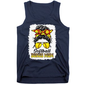 Bleached Softball Bonus Mom Messy Bun Game Day Mother's Day Tank Top