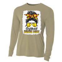 Bleached Softball Bonus Mom Messy Bun Game Day Mother's Day Cooling Performance Long Sleeve Crew