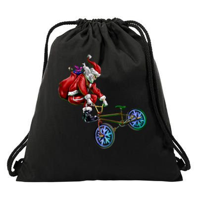 BMX Santa Drawstring Bag