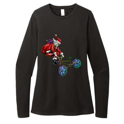 BMX Santa Womens CVC Long Sleeve Shirt