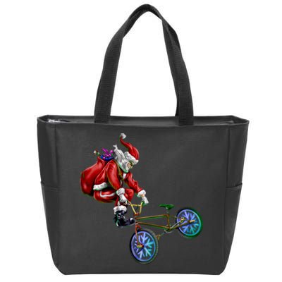 BMX Santa Zip Tote Bag