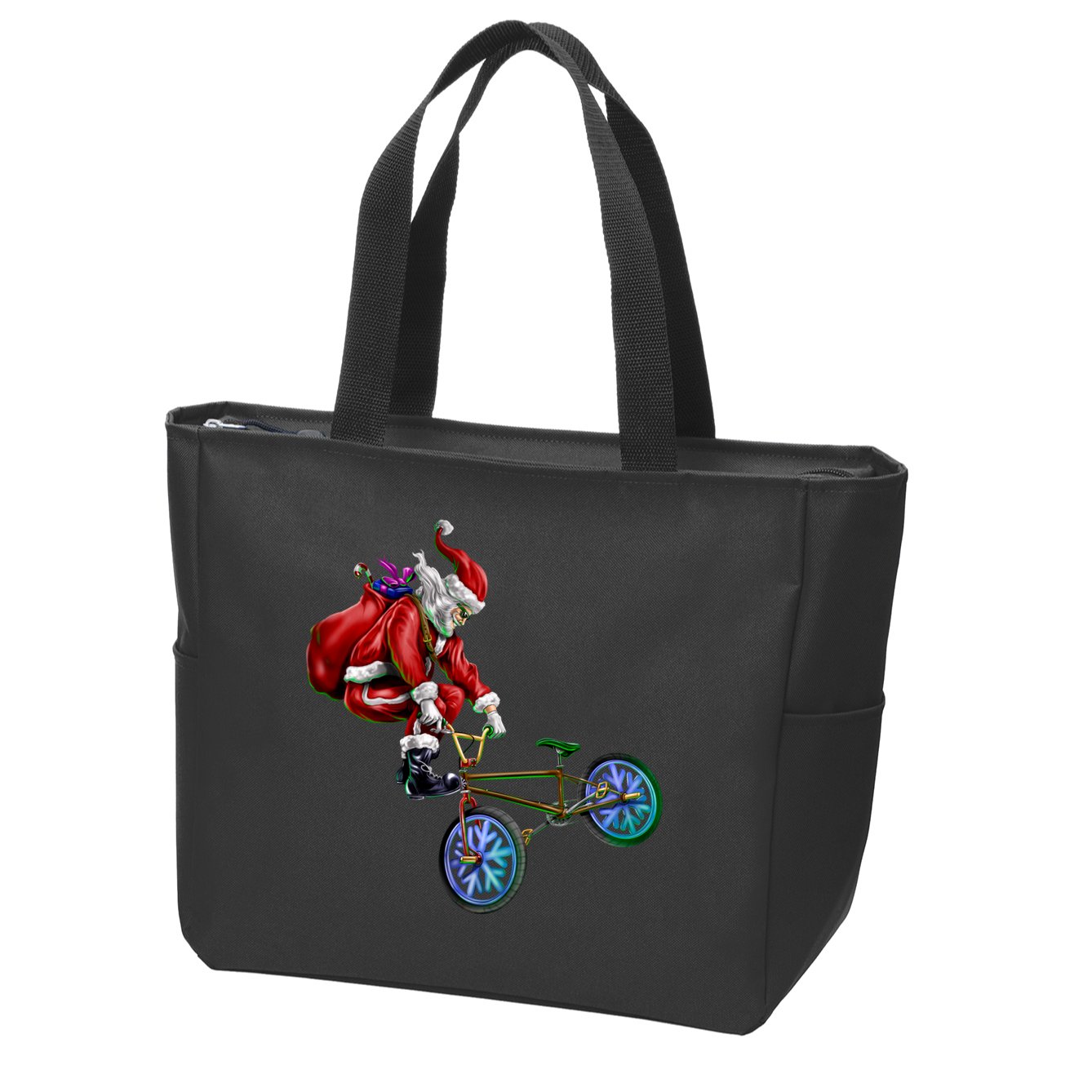 BMX Santa Zip Tote Bag