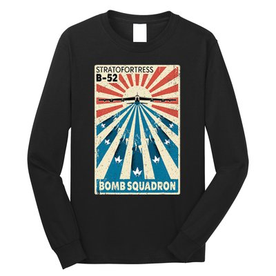 B52 Stratofortress Bomber Vintage Bomb Squadron Poster Long Sleeve Shirt
