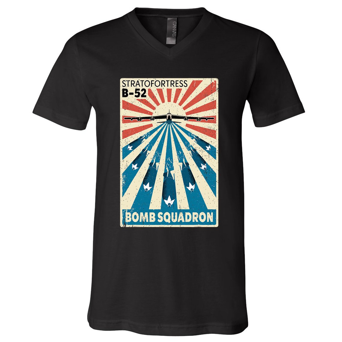 B52 Stratofortress Bomber Vintage Bomb Squadron Poster V-Neck T-Shirt
