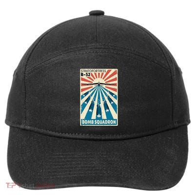 B52 Stratofortress Bomber Vintage Bomb Squadron Poster 7-Panel Snapback Hat