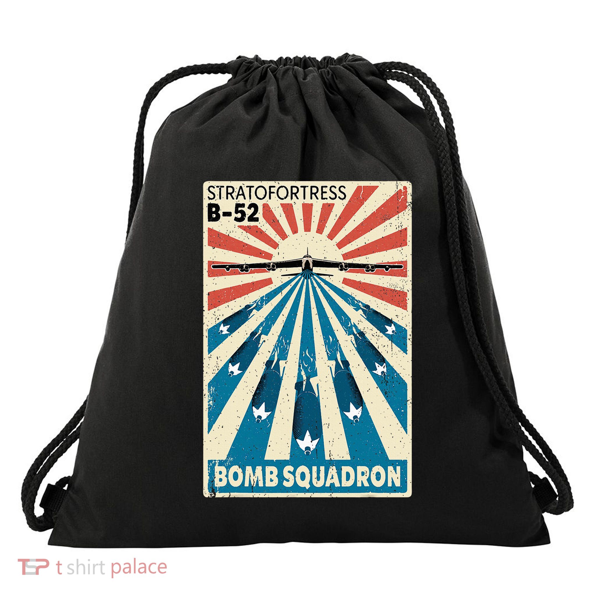 B52 Stratofortress Bomber Vintage Bomb Squadron Poster Drawstring Bag