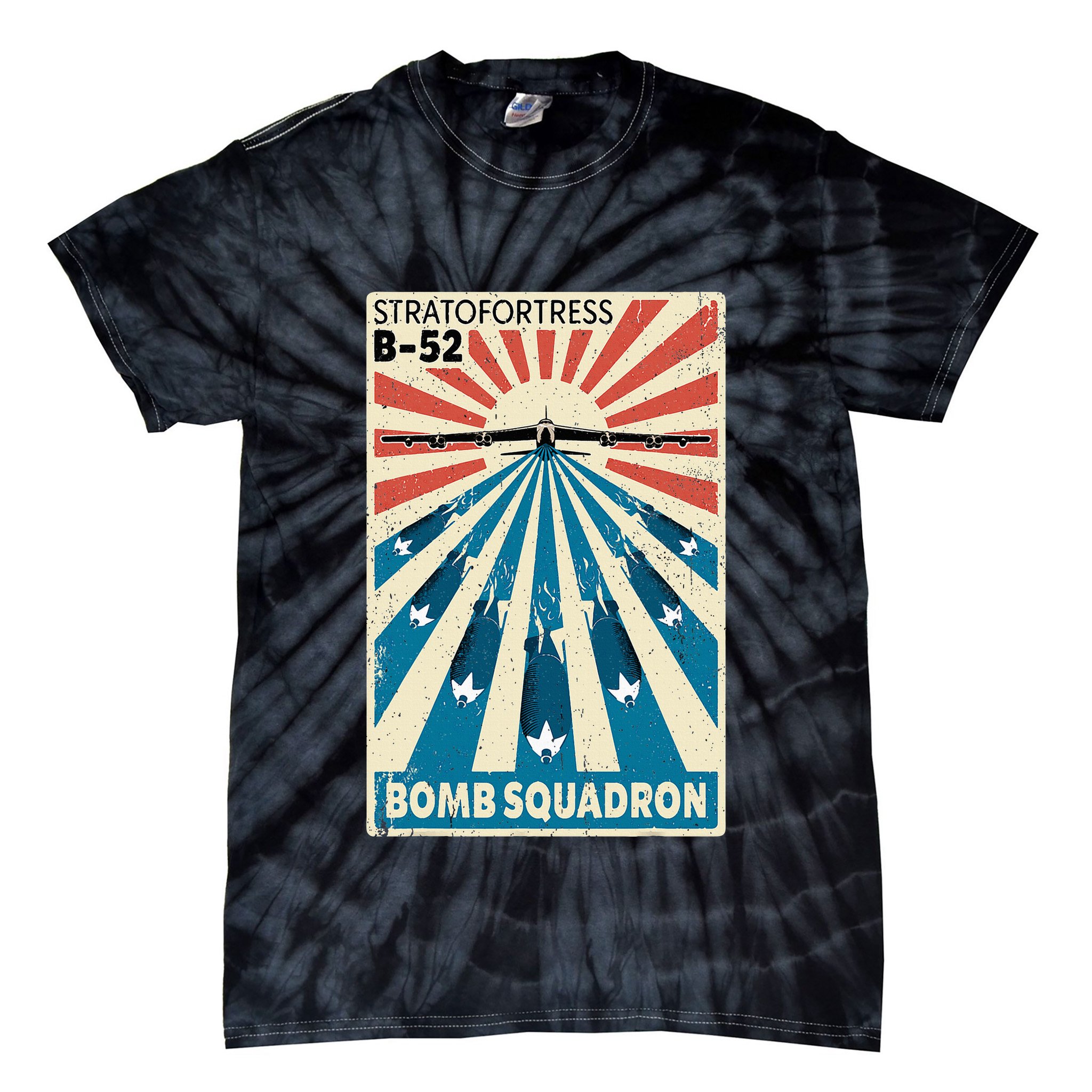 B52 Stratofortress Bomber Vintage Bomb Squadron Poster Tie-Dye T-Shirt
