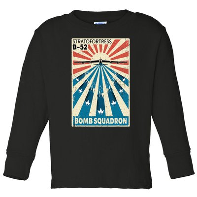 B52 Stratofortress Bomber Vintage Bomb Squadron Poster Toddler Long Sleeve Shirt