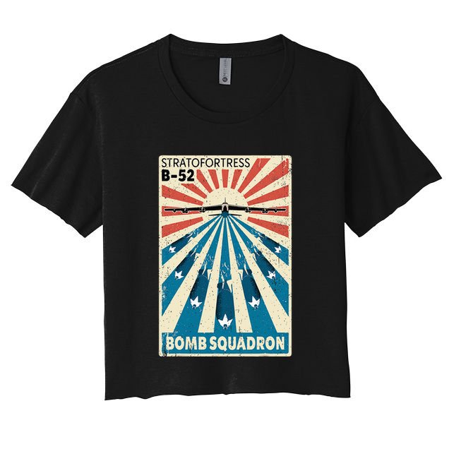 B52 Stratofortress Bomber Vintage Bomb Squadron Poster Crop Top