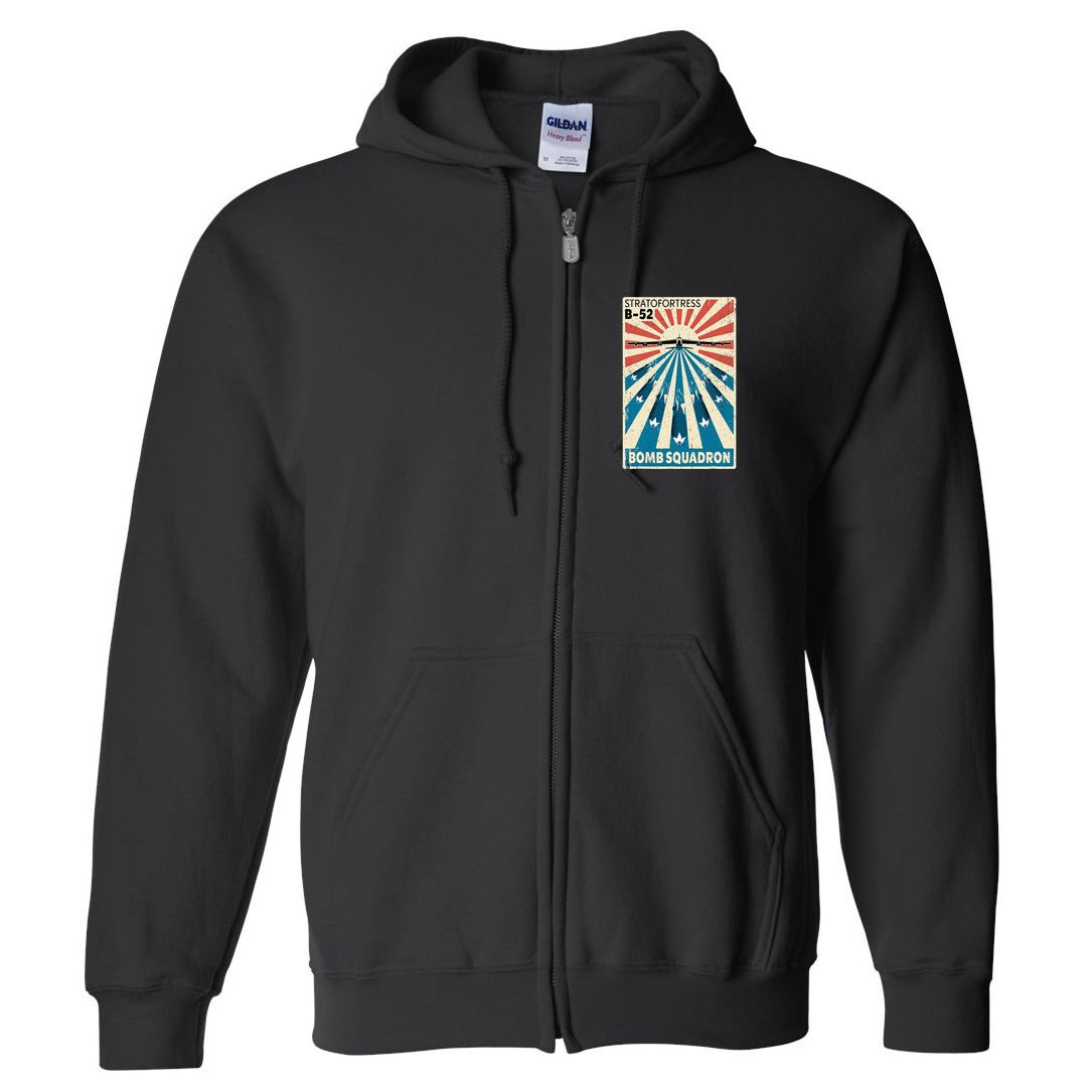 B52 Stratofortress Bomber Vintage Bomb Squadron Poster Full Zip Hoodie