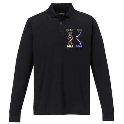 Biology Science Biologist Scientist Funny DNA RNA Performance Long Sleeve Polo