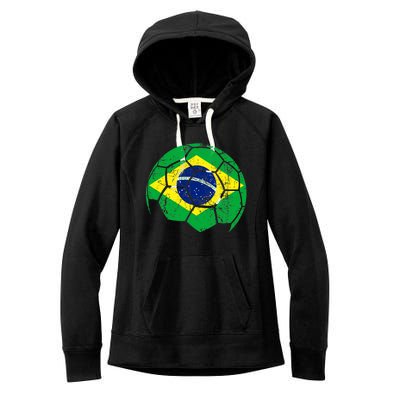 Brazil Soccer Ball Flag Jersey Women's Fleece Hoodie