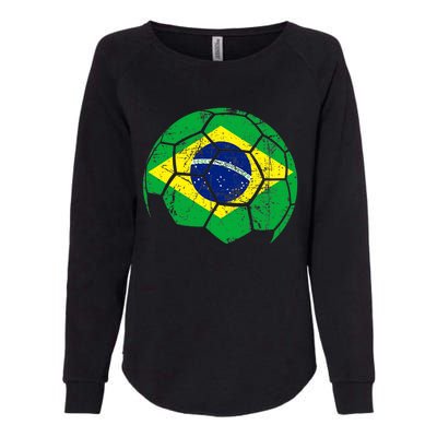 Brazil Soccer Ball Flag Jersey Womens California Wash Sweatshirt